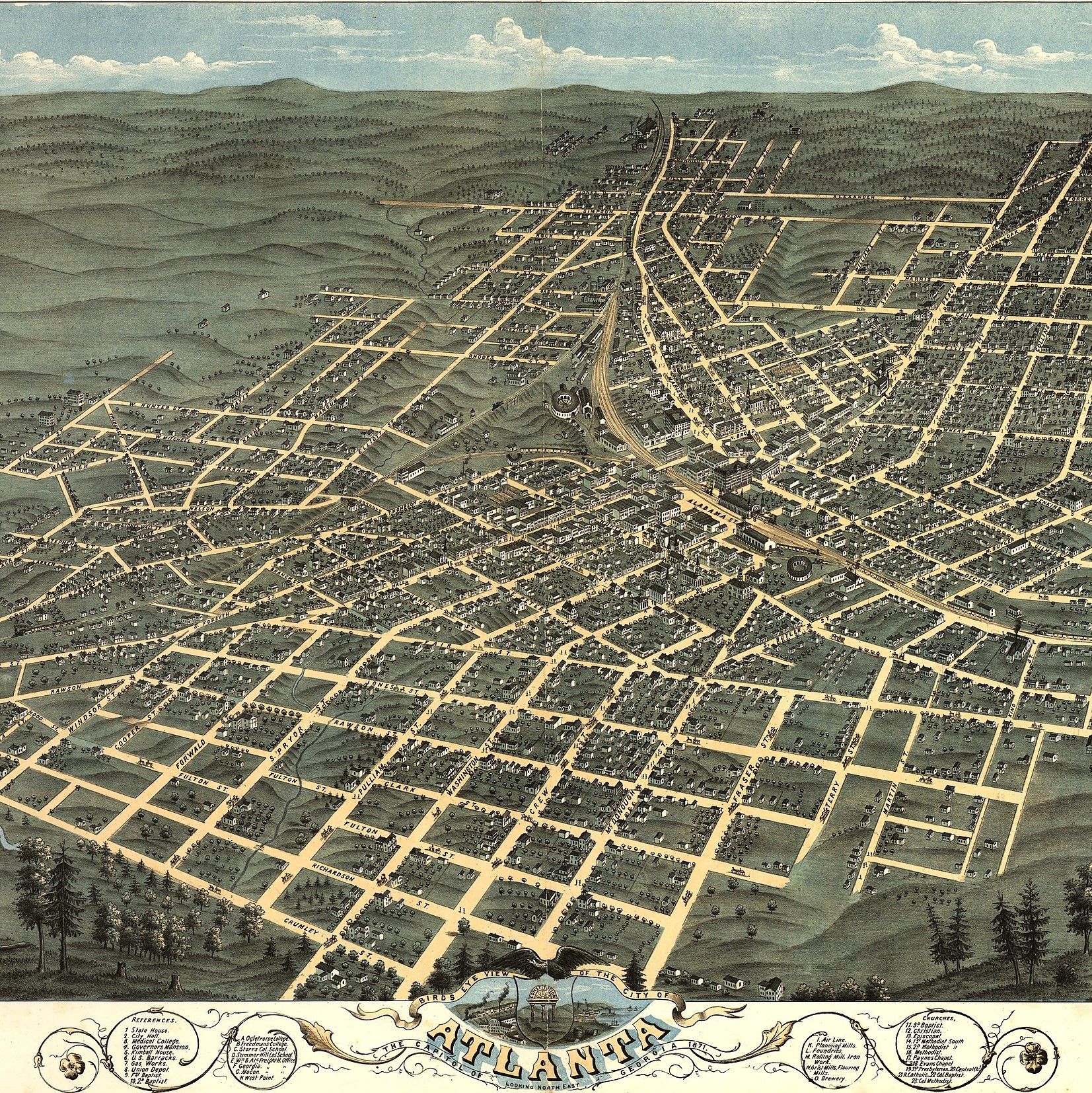 Map of Atlanta, Georgia by Albert Ruger, 1871. Albert Ruger, Public domain, via Wikimedia Commons